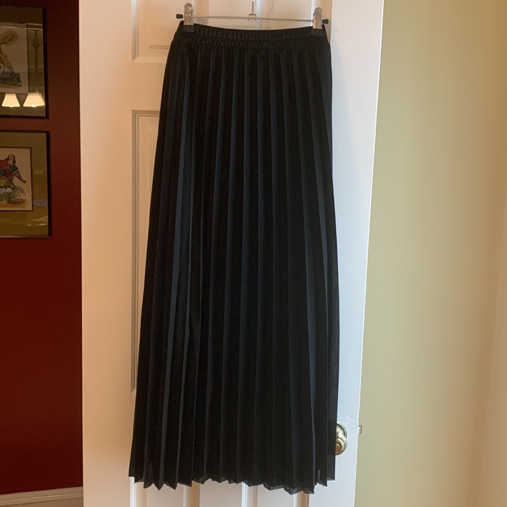 Long Black Pleated Skirt